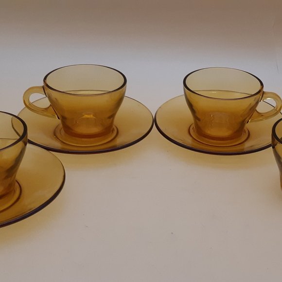 4 Amber Glass Mugs -Vitrosax by Bormioli Rocco Made in Italy - Picture 3 of 11